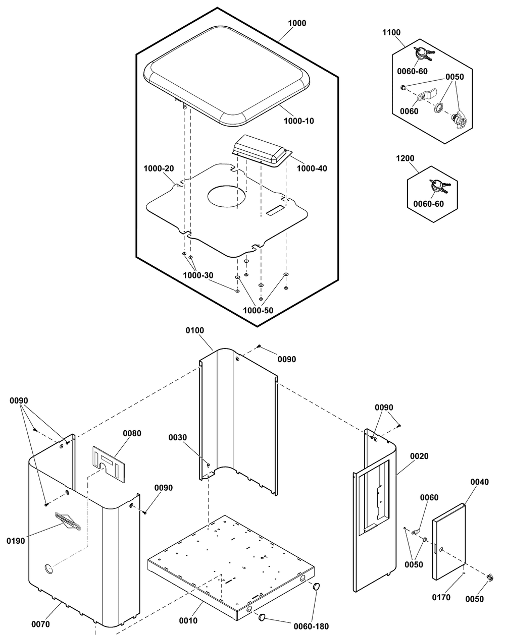 Enclosure Group Diagram and Parts List for 040375-04  Briggs and Stratton Generator